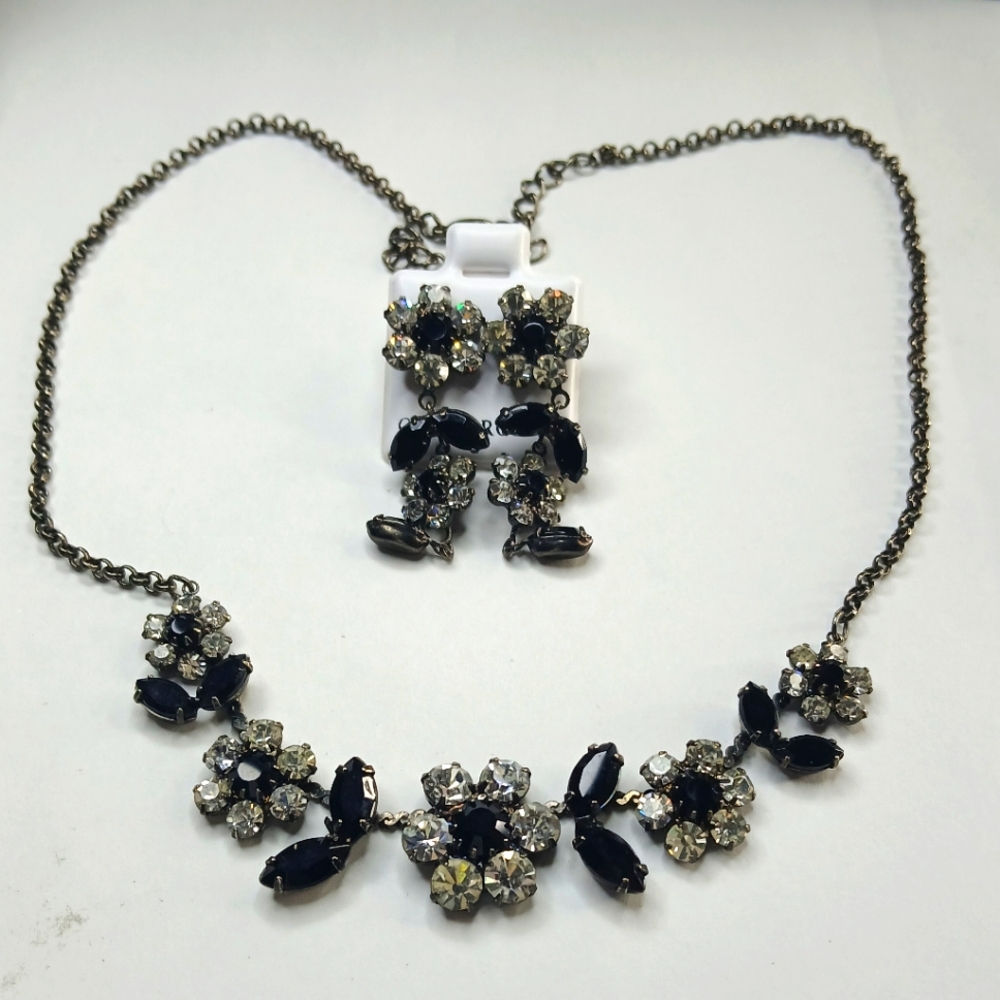 Black Onyx  CZ stones Earrings & Necklace set